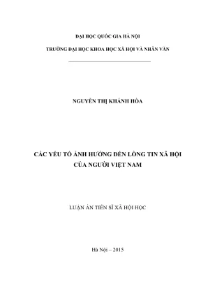 Yếu tố ảnh hưởng đến lòng tin xã hội của người Việt Nam