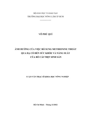 Tác động của methionine đến sức khỏe và năng suất bò cái 