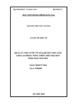 Giải quyết việc làm cho lao động nông thôn tại Thái Nguyên