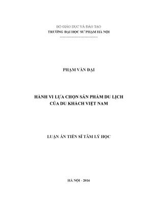 Nghiên cứu hành vi lựa chọn sản phẩm du lịch của du