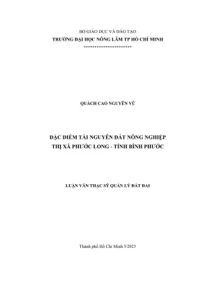 Đặc điểm tài nguyên đất nông nghiệp tại Phước Long, Bình