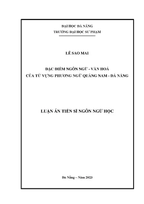 Đặc điểm ngôn ngữ văn hóa từ vựng phương ngữ Quảng Nam - 