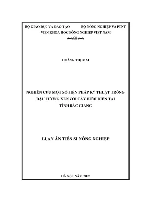Nghiên cứu biện pháp trồng đậu tương xen bưởi diễn tại 