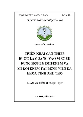 Can thiệp dược lâm sàng: Sử dụng hợp lý imipenem và 