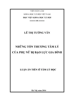 Tổn thương tâm lý ở phụ nữ bị bạo lực gia đình: Nghiên