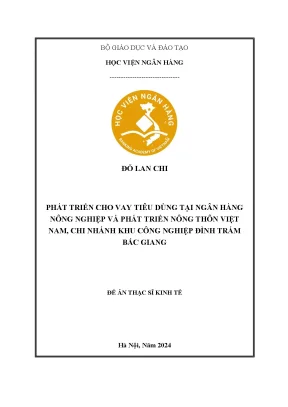 Phát triển cho vay tiêu dùng tại Agribank Bắc Giang:
