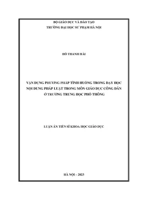 Vận Dụng Phương Pháp Tình Huống Trong Dạy Học Pháp Luật 