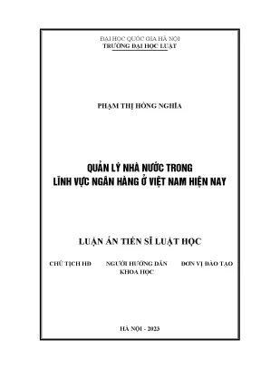 Quản lý nhà nước trong lĩnh vực ngân hàng tại Việt Nam 2023