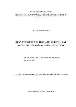 Nghiên cứu quản lý hệ sinh thái đất trồng hồ tiêu tại