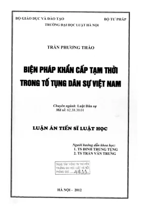 Biện Pháp Khẩn Cấp Tạm Thời Trong Tố Tụng Dân Sự Việt Nam