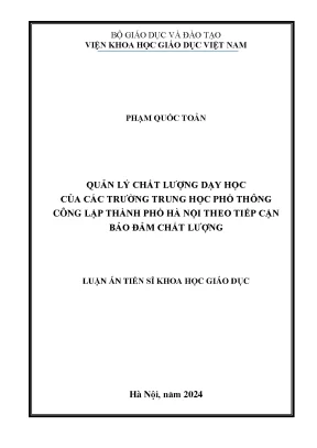 Quản lý chất lượng dạy học tại trường THPT công lập Hà Nội