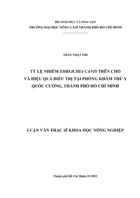 Tỷ lệ nhiễm Ehrlichia canis trên chó và hiệu quả điều
