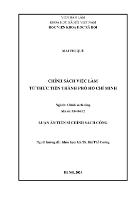 Chính sách việc làm tại TP.HCM: Nghiên cứu từ luận án