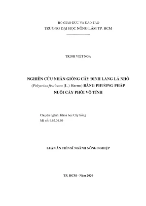 Nghiên cứu nhân giống cây đinh lăng lá nhỏ bằng phương
