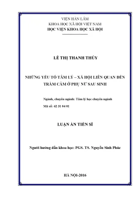 Yếu tố tâm lý xã hội ảnh hưởng đến trầm cảm ở phụ nữ sau