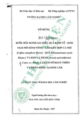 Đánh giá hiệu quả kinh tế sinh thái mô hình nông lâm kết
