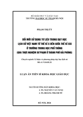 Đổi mới sử dụng tư liệu dạy học lịch sử Việt Nam từ thế 