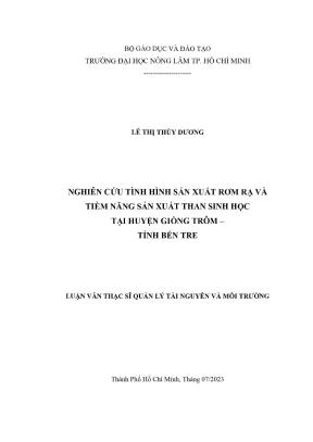 Tiềm năng sản xuất than sinh học từ rơm rạ tại Giồng 