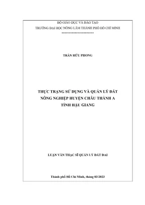 Quản lý đất nông nghiệp tại huyện Châu Thành A, tỉnh Hậu