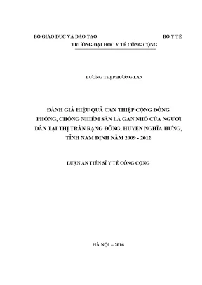 Đánh giá hiệu quả can thiệp cộng đồng phòng chống nhiễm 