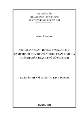 Năng lực cạnh tranh doanh nghiệp thẩm định giá tại