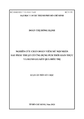 Nghiên cứu chẩn đoán viêm mủ nội nhãn sau phẫu thuật 
