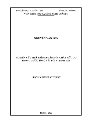 Nghiên cứu phân hủy chất hữu cơ trong nước sông Cái bởi 