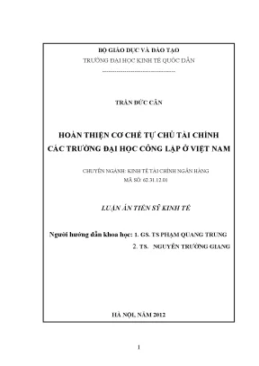 Cải thiện cơ chế tự chủ tài chính cho trường đại học