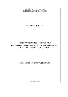 Nghiên cứu chất phát quang kẽm orthosilicat pha tạp