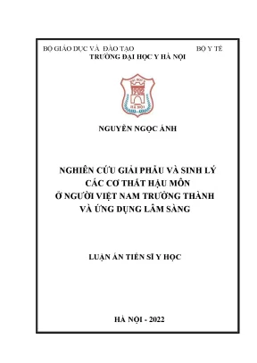 Nghiên cứu giải phẫu và sinh lý cơ thắt hậu môn ở người 