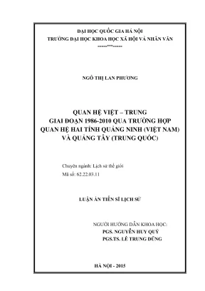 Nghiên cứu quan hệ Việt-Trung giai đoạn 1986-2010: Tình 