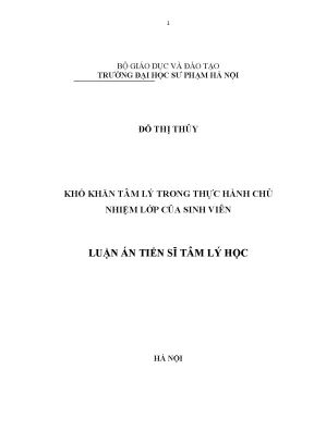 Khó Khăn Tâm Lý Trong Thực Hành Chủ Nhiệm Lớp Của Sinh