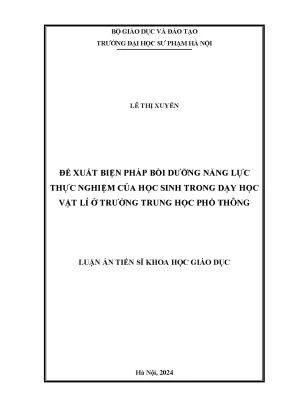 Biện pháp nâng cao năng lực thực nghiệm cho học sinh