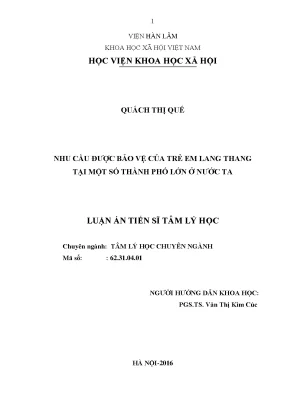 Nhu cầu bảo vệ trẻ em lang thang tại các thành phố lớn