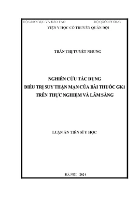 Nghiên cứu tác dụng của bài thuốc GK1 trong điều trị suy 