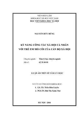 Kỹ Năng Công Tác Xã Hội Với Trẻ Em Mồ Côi: Nghiên Cứu