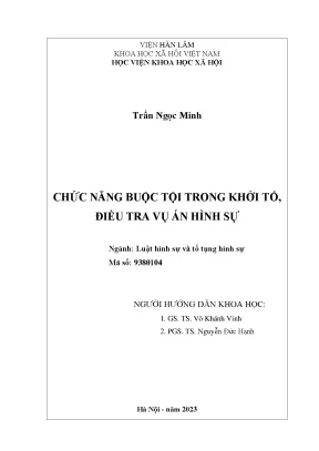 Chức Năng Buộc Tội Trong Khởi Tố Vụ Án Hình Sự