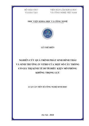 Nghiên cứu hình thái và sinh trưởng in vitro của cây