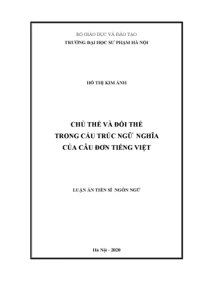Nghiên cứu ngữ nghĩa câu đơn tiếng Việt: Chủ đề và đối thể