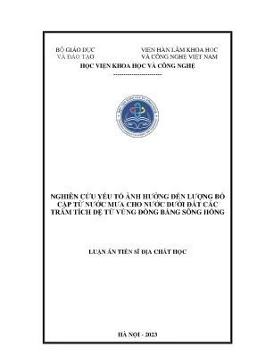 Nghiên cứu ảnh hưởng của nước mưa đến nguồn nước dưới 