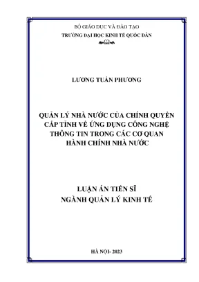 Luận án tiến sĩ: Quản lý kinh tế và nhà nước cấp tỉnh
