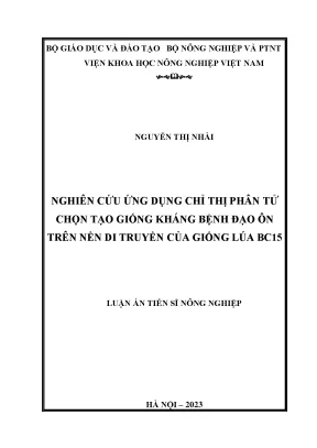 Nghiên cứu ứng dụng chỉ thị phân tử trong chọn tạo giống 