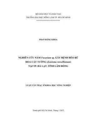Nghiên cứu nấm Fusarium sp gây bệnh héo rũ hoa cát tường 