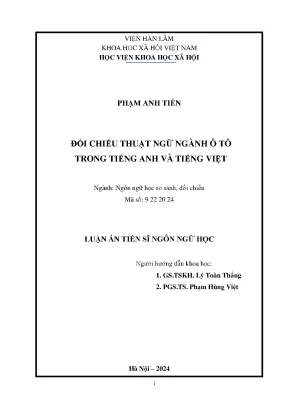 So sánh thuật ngữ ngành ô tô giữa tiếng Anh và tiếng Việt