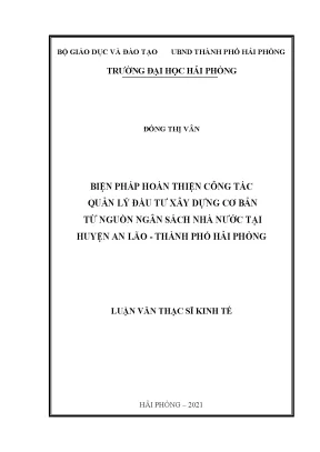 Cải thiện quản lý đầu tư xây dựng tại huyện An Lão, Hải