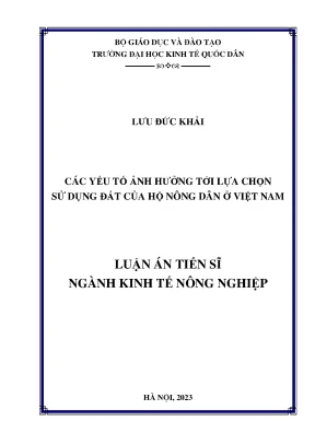 Yếu tố ảnh hưởng đến lựa chọn sử dụng đất của hộ nông