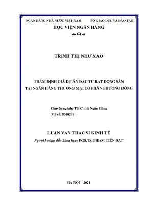 Thẩm định giá dự án bất động sản tại ngân hàng thương