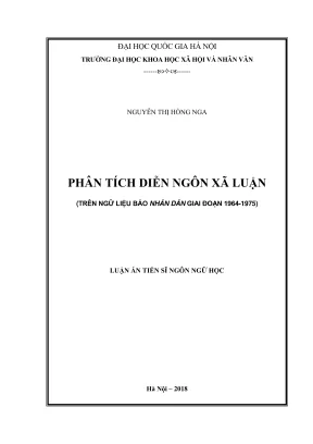 Phân Tích Diễn Ngôn Xã Luận Trong Ngữ Liệu Báo Nhân Dân