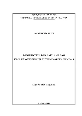 Lãnh đạo kinh tế nông nghiệp tỉnh Đắk Lắk (2004-2013):