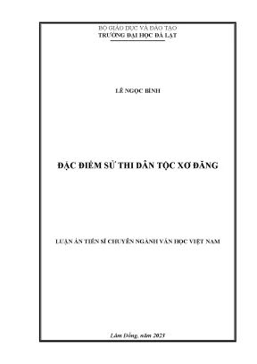 Đặc điểm sử thi dân tộc Xơ Đăng trong luận án tiến sĩ